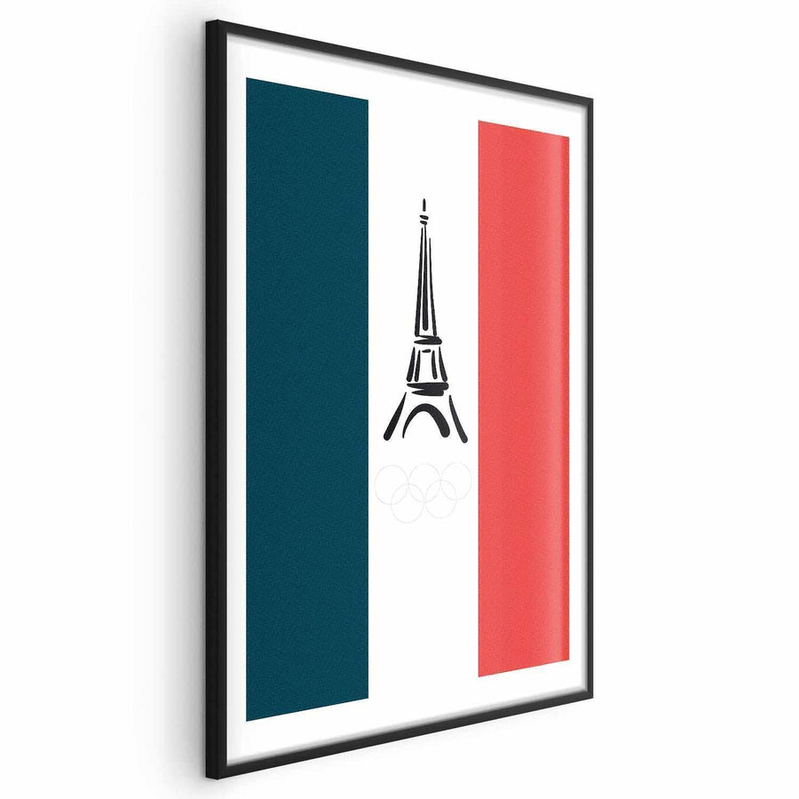 Poster - Graphic Eiffel Tower Against the French Flag Artgeist