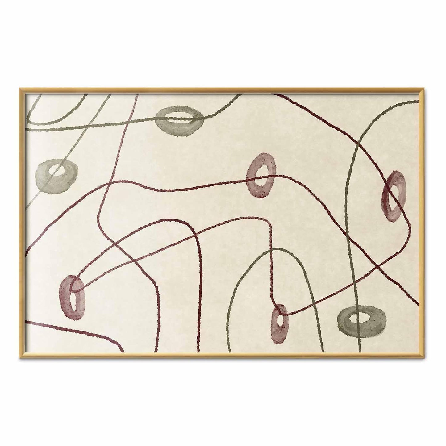 Poster - Lines and Shapes - a bead labyrinth on a pale, worn background