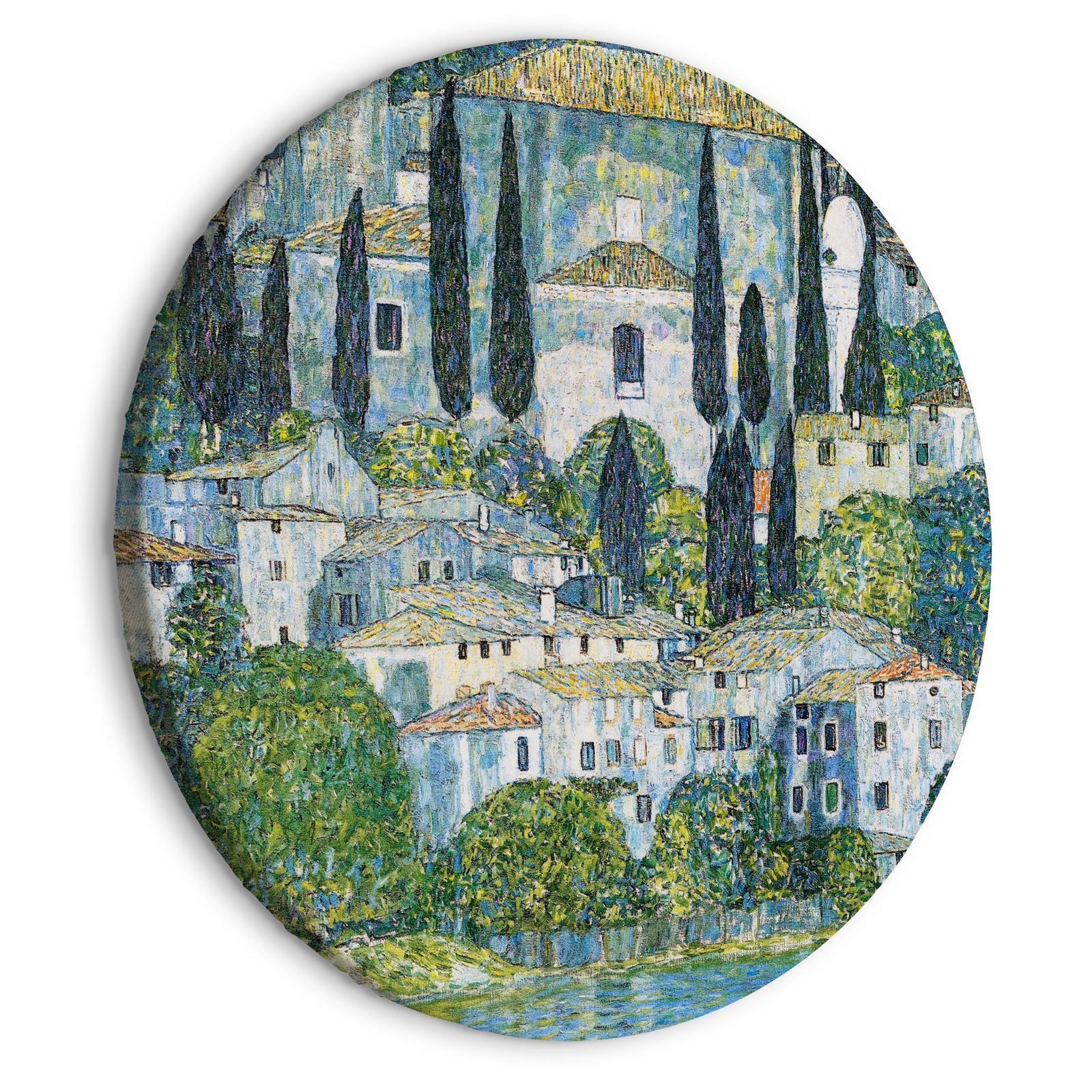 Rundes Bild - Church in Cassone, Gustav Klimt - German Architecture by the River Artgeist