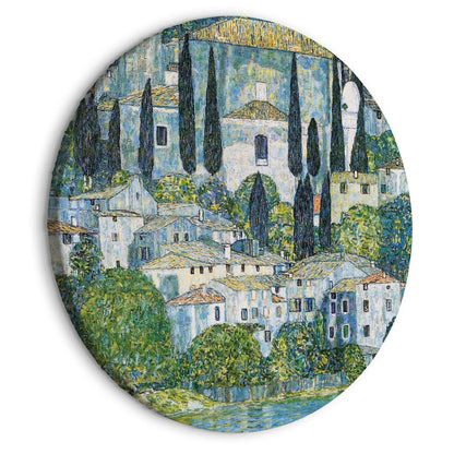 Rundes Bild - Church in Cassone, Gustav Klimt - German Architecture by the River Artgeist