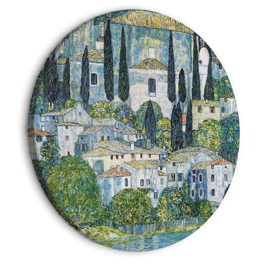 Rundes Bild - Church in Cassone, Gustav Klimt - German Architecture by the River Artgeist