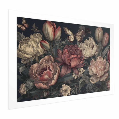 Poster - Flowers on a Turquoise Background