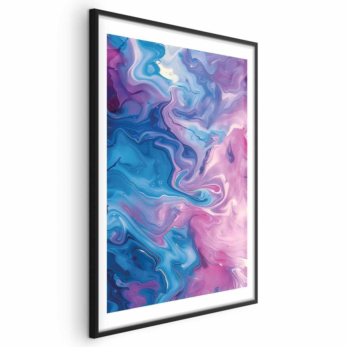 Poster - Night Flows - abstract waves in shades of blue and purple
