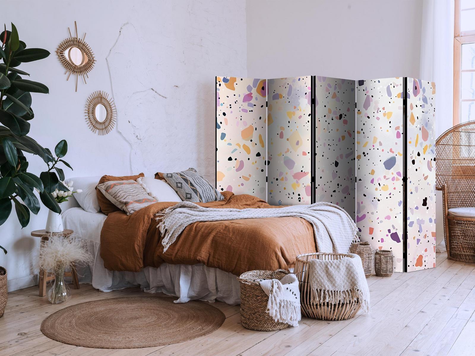 Paravent - Terrazzo in Confetti Style - Violet-Pink - Colorful Pattern Artgeist