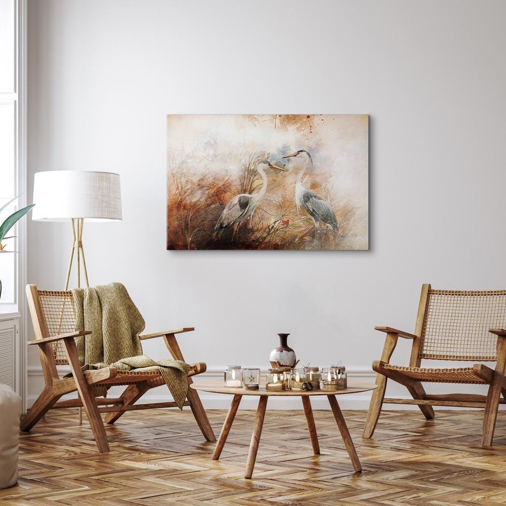Leinwandbild - Herons on the Hunt (1 Part) Wide
