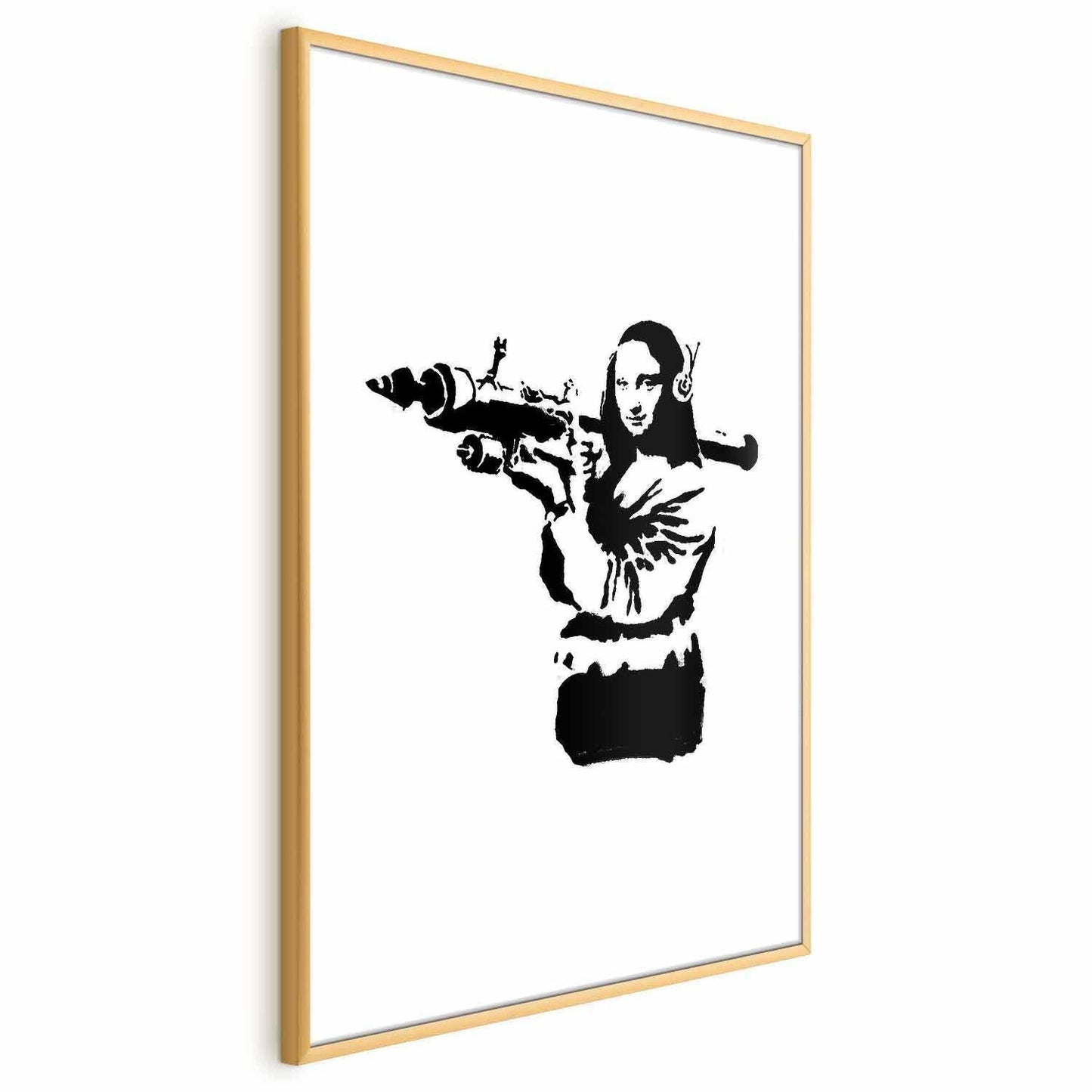 Poster of Banksy Mona Lisa with Rocket Launcher in sleek frame