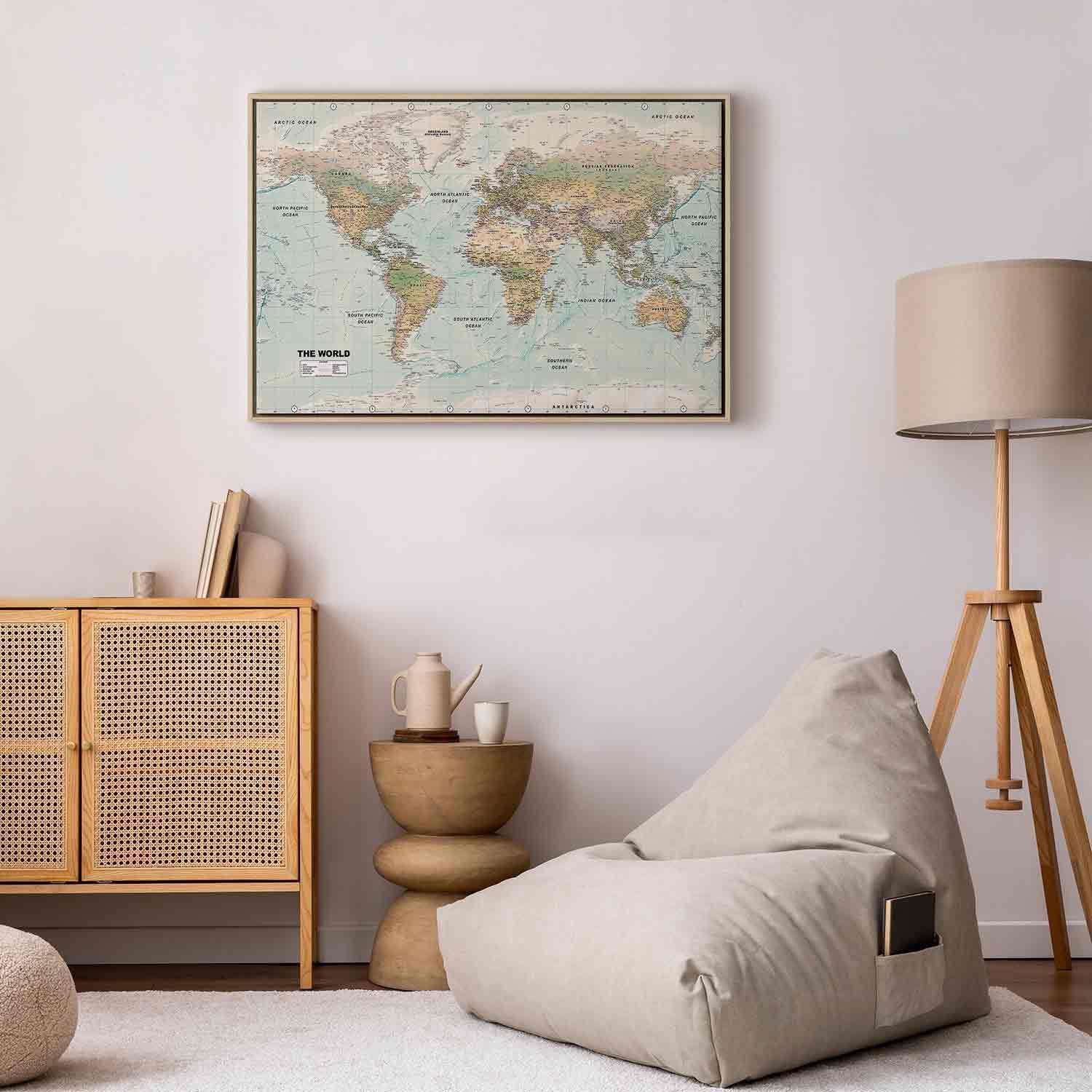 Leinwandbild - World Map: Beautiful World Artgeist