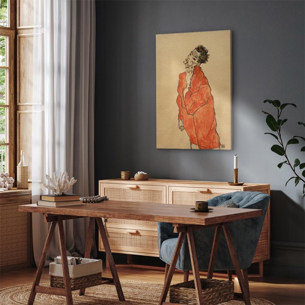 Leinwandbild - Egon Schiele – Self-Portrait (Man in Orange Jacket)