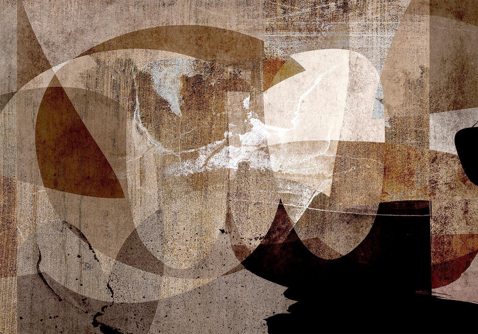 Fototapete - Geometric abstraction with shapes - composition in brown colours Artgeist