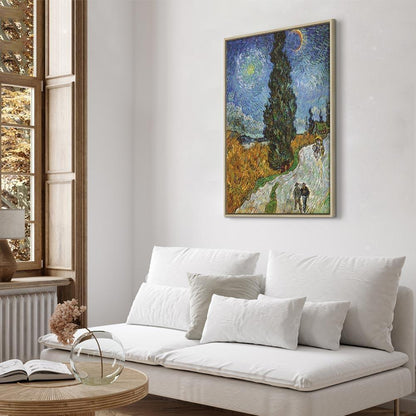 Leinwandbild - Vincent van Gogh – Road with Cypress and Star