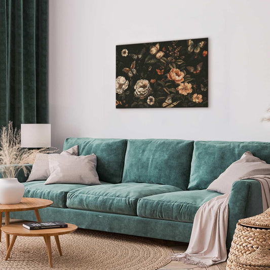 Leinwandbild Rustikaler Garten – Vintage Blumenarrangement