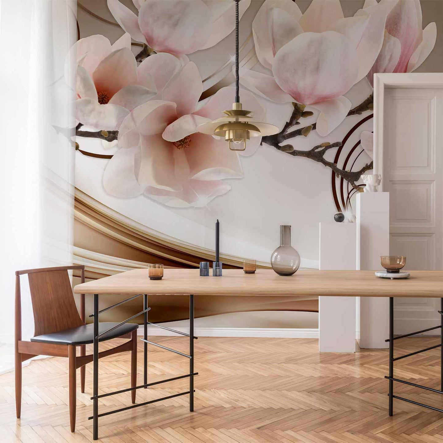 Fototapete „Waves of Magnolia“ – Florale Eleganz in sanften Wellen