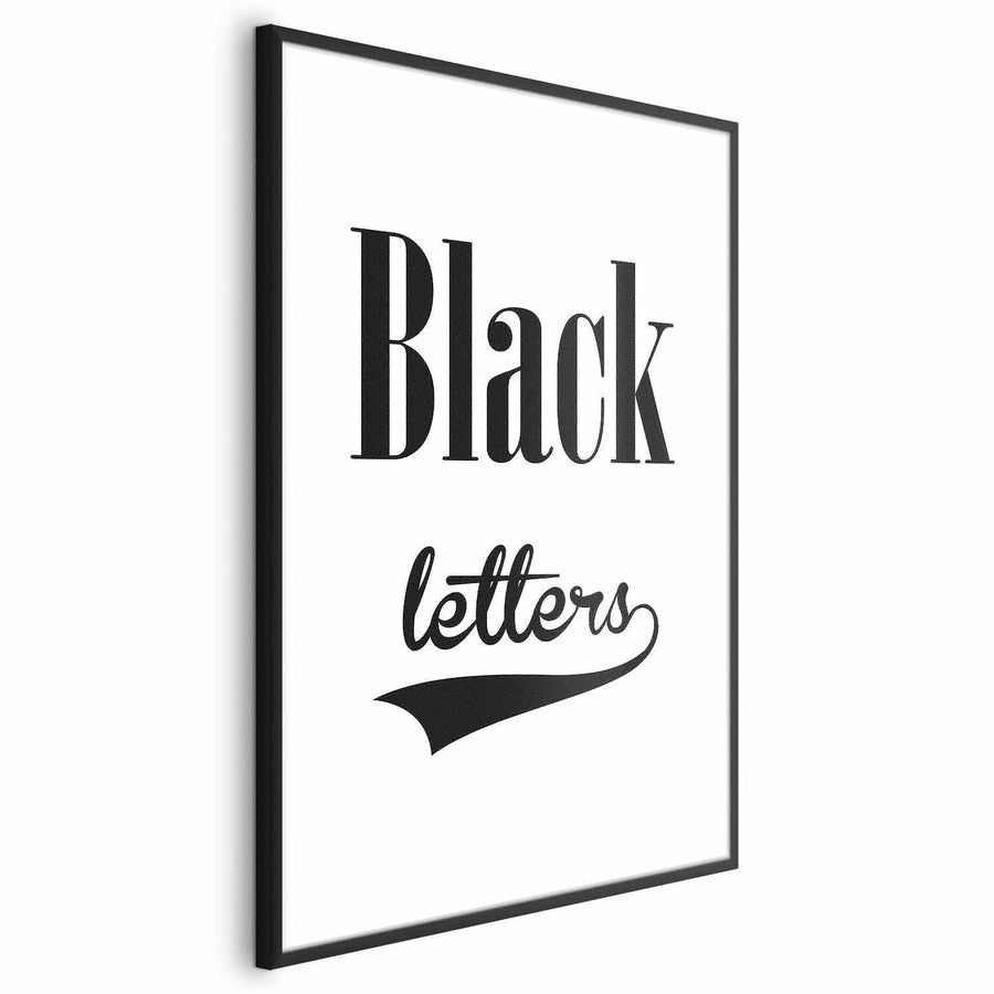 Elegant poster featuring stylized black letters in a minimalist frame design.