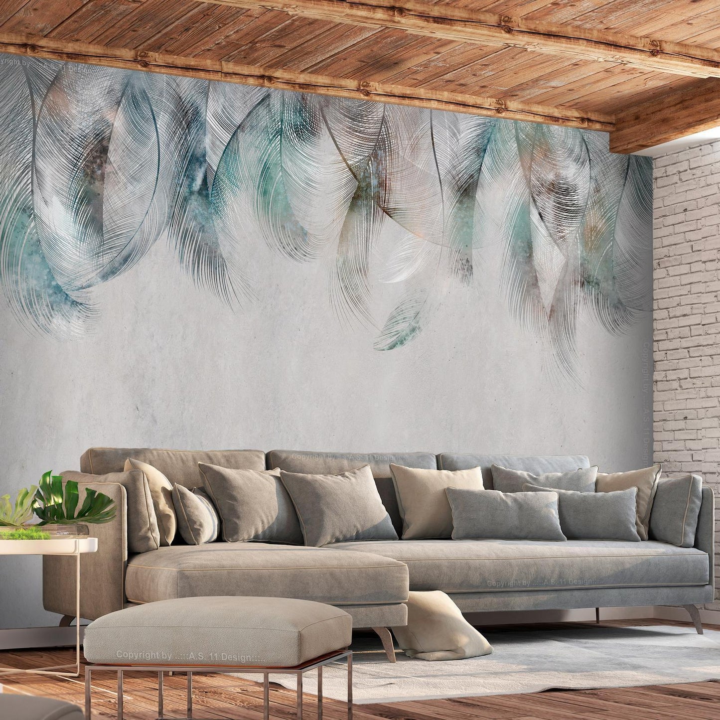 Bunte Federn als leichtes Wandmotiv

