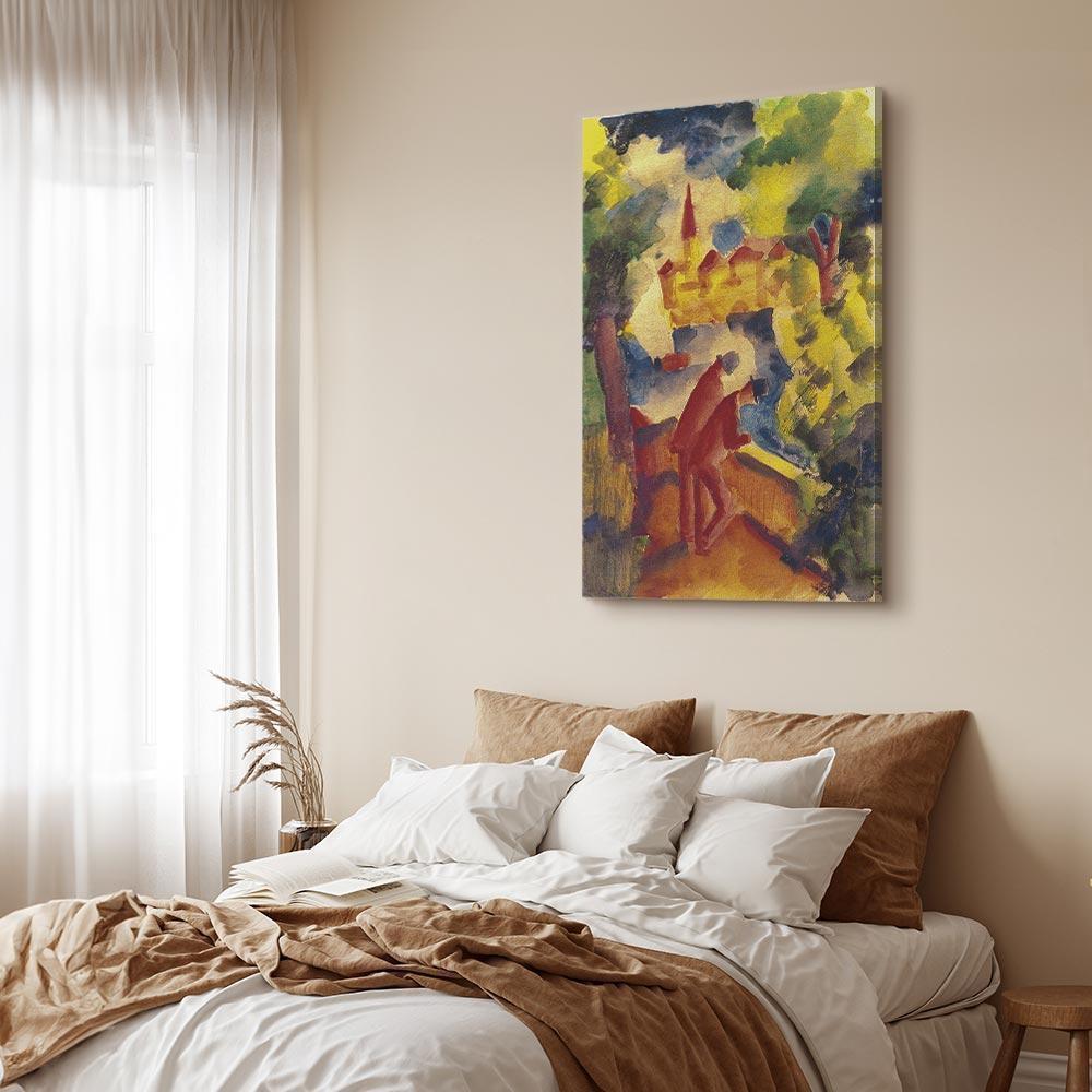 Leinwandbild - August Macke – Men on the Road by the Lake