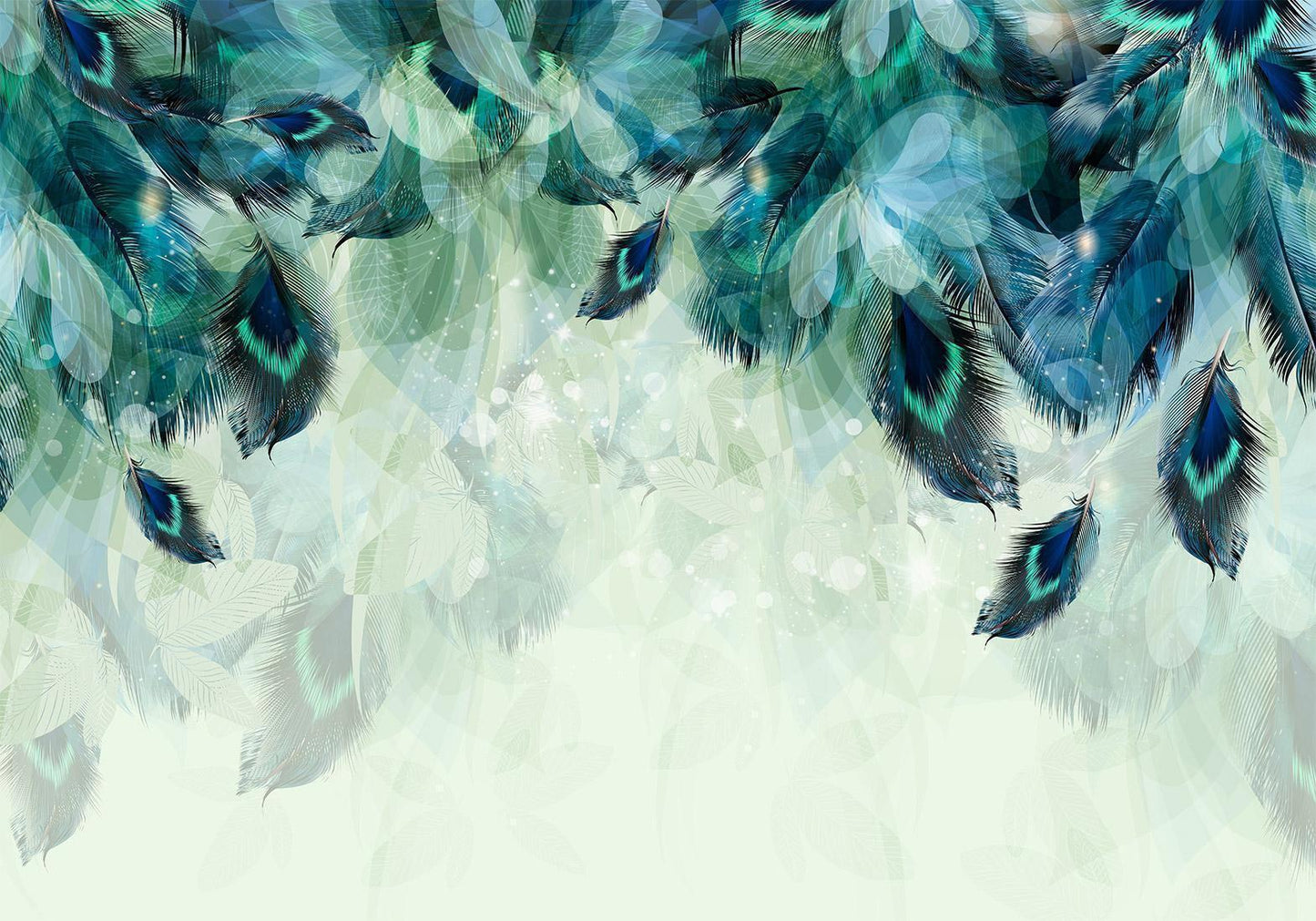 Fototapete - Emerald Feathers Artgeist