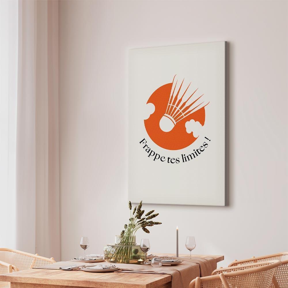 Leinwandbild - Badminton Shuttlecock on an Orange Circle Background