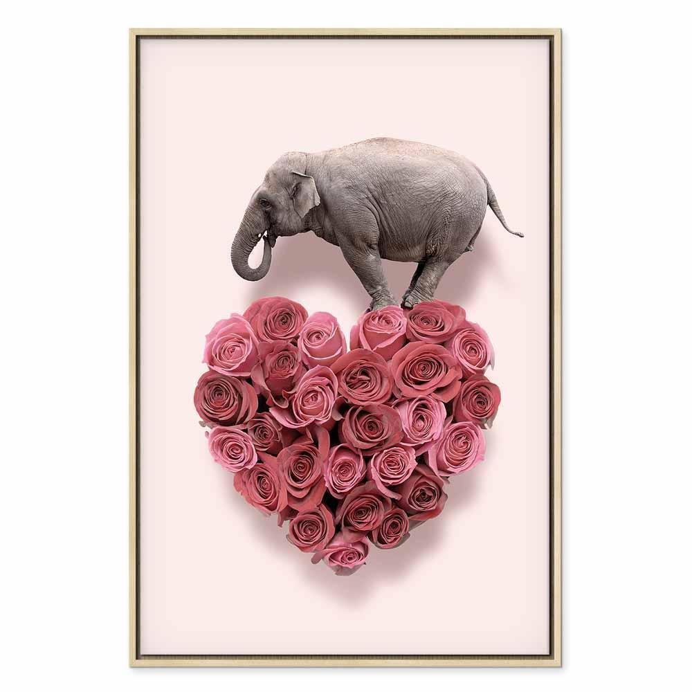 Leinwandbild - Elephant Lover (1-part) - Elephant Amid Pink Flowers