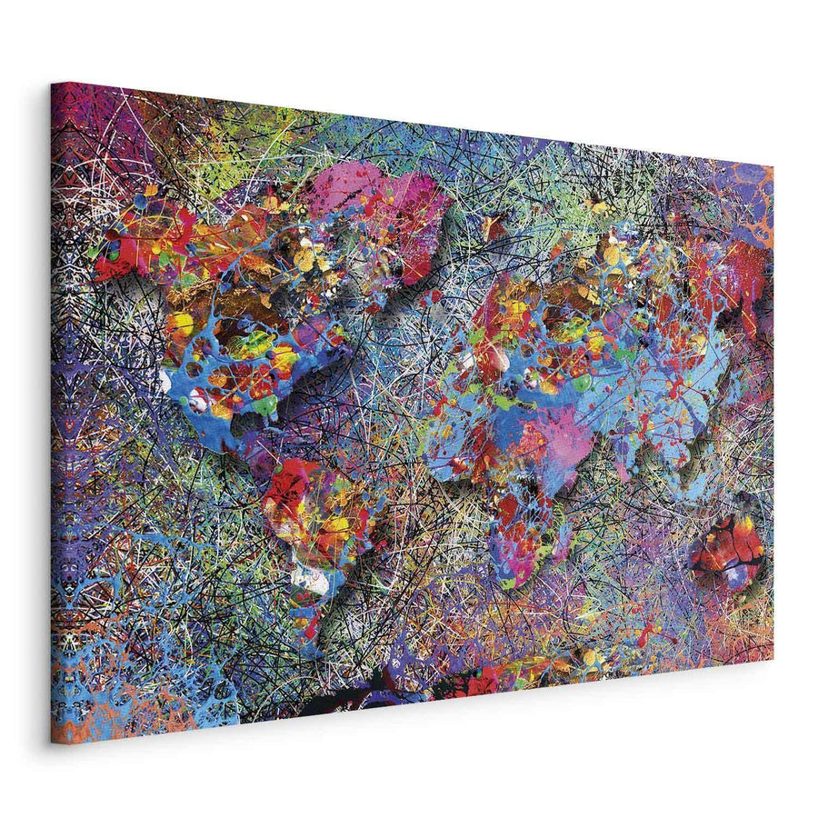 Leinwandbild - Map: Jackson Pollock inspiration Artgeist