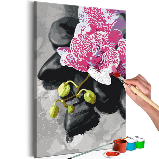Wandbild zum Ausmalen Pink Orchid Dekoration - elegante pinke Orchidee als Wandschmuck