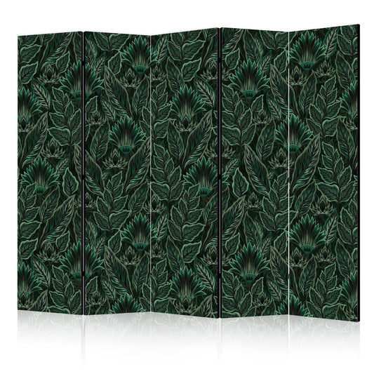 Paravent - Dense Vegetation - Botanical Patterns in Illustrative Style Green Artgeist