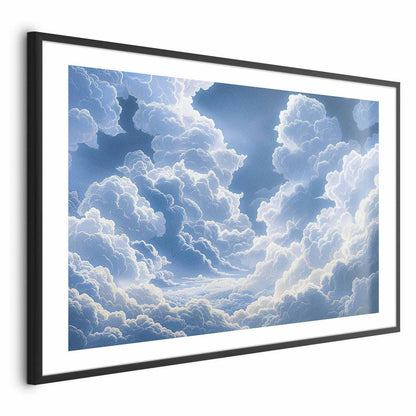 Poster - Blue Sky Breaking Through White, Fluffy Clouds
