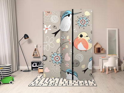 Paravent - Natural pattern with birds Artgeist