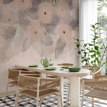 Fototapete - Minimalist meadow - patterns on a delicate beige textured background