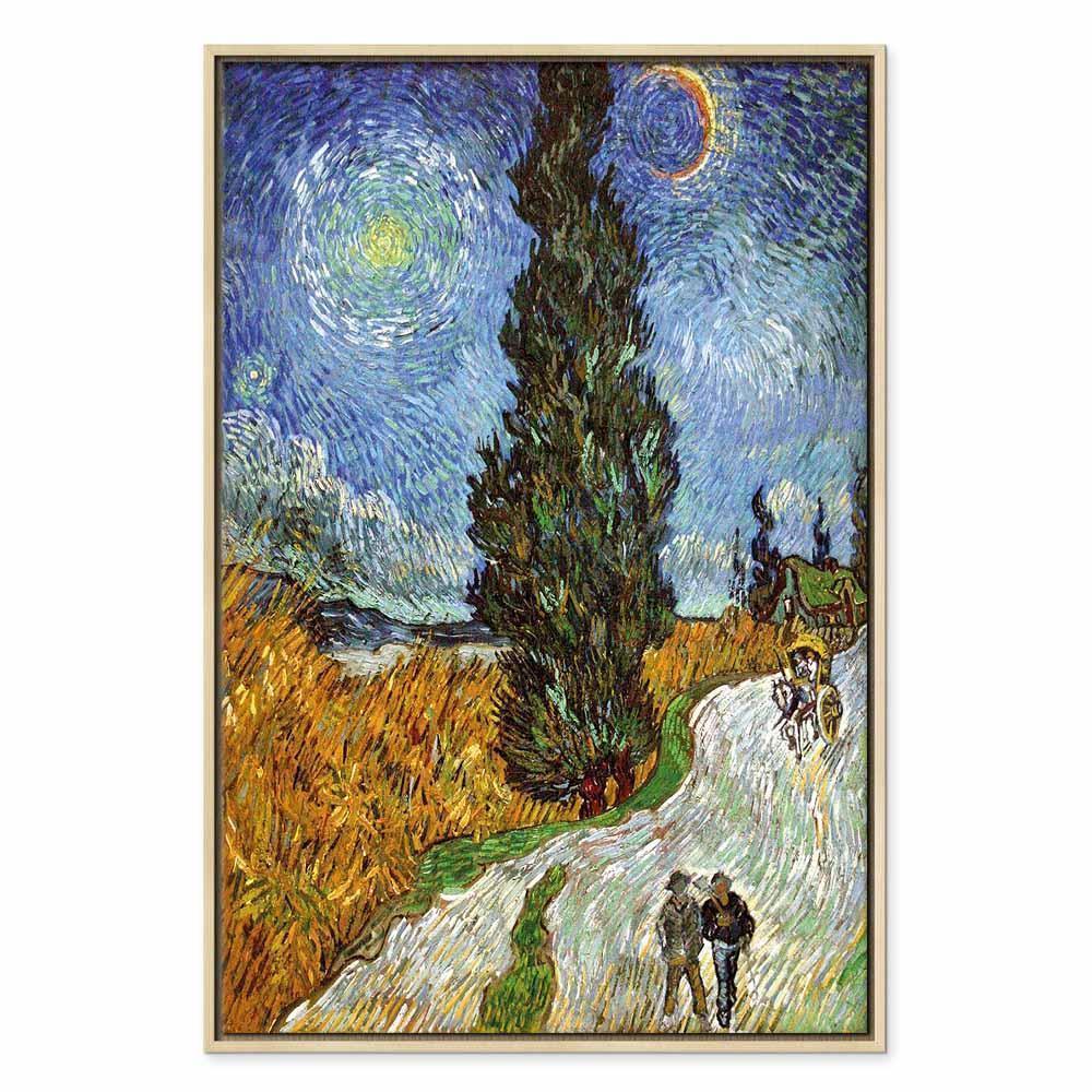 Leinwandbild - Vincent van Gogh – Road with Cypress and Star