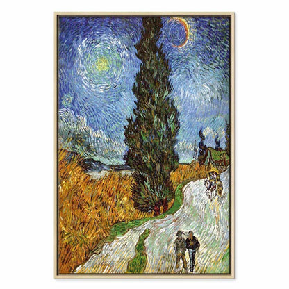 Leinwandbild - Vincent van Gogh – Road with Cypress and Star