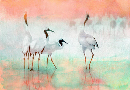 Fototapete - Cranes in Pastels Artgeist