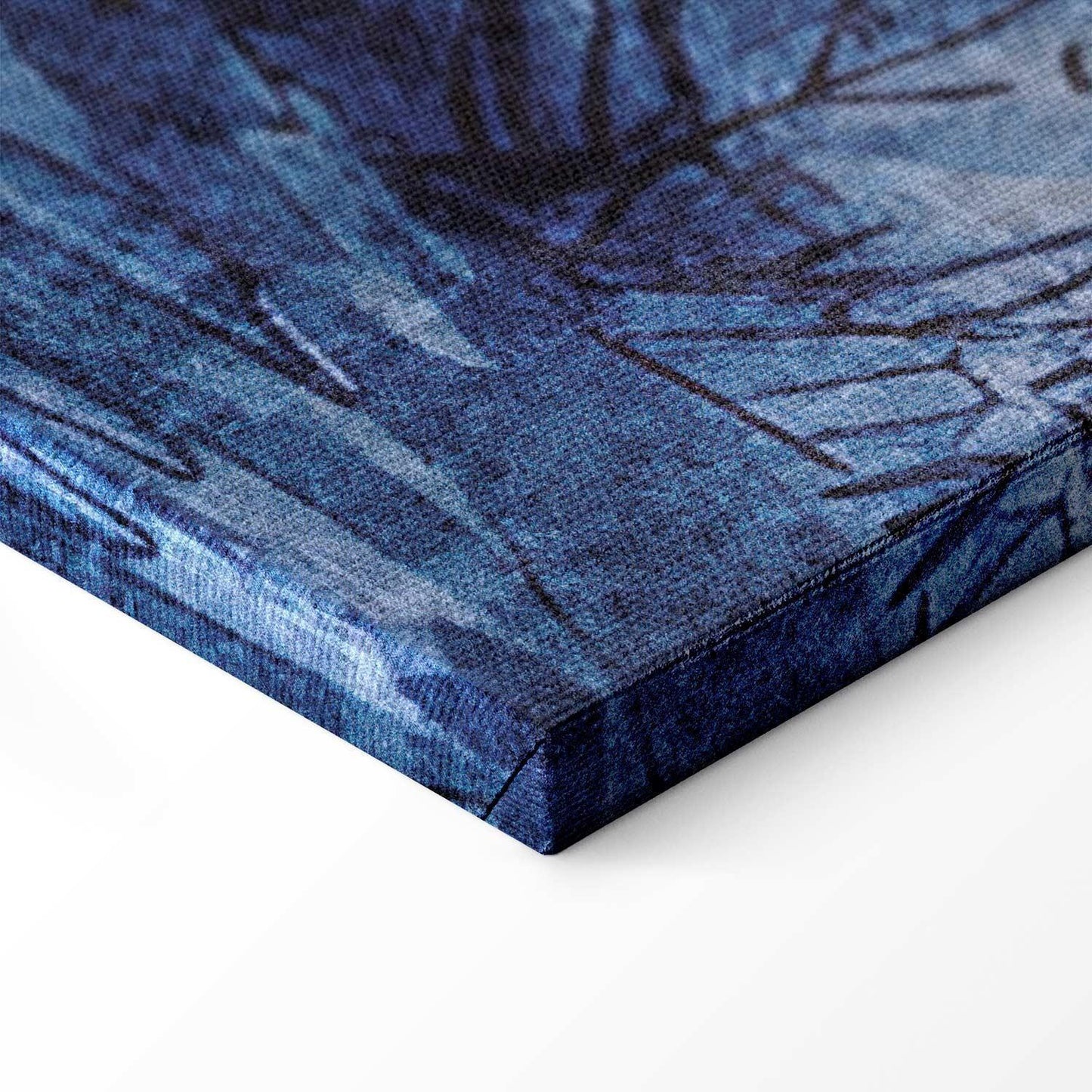 Leinwandbild - Blue Bay - Italian landscape of Lake Como painted with blue ink