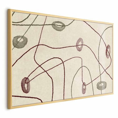 Poster - Lines and Shapes - a bead labyrinth on a pale, worn background