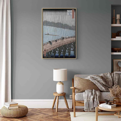 Leinwandbild - Utagawa Hiroshige – Sudden Shower over Shin-Ohashi Bridge and Atake