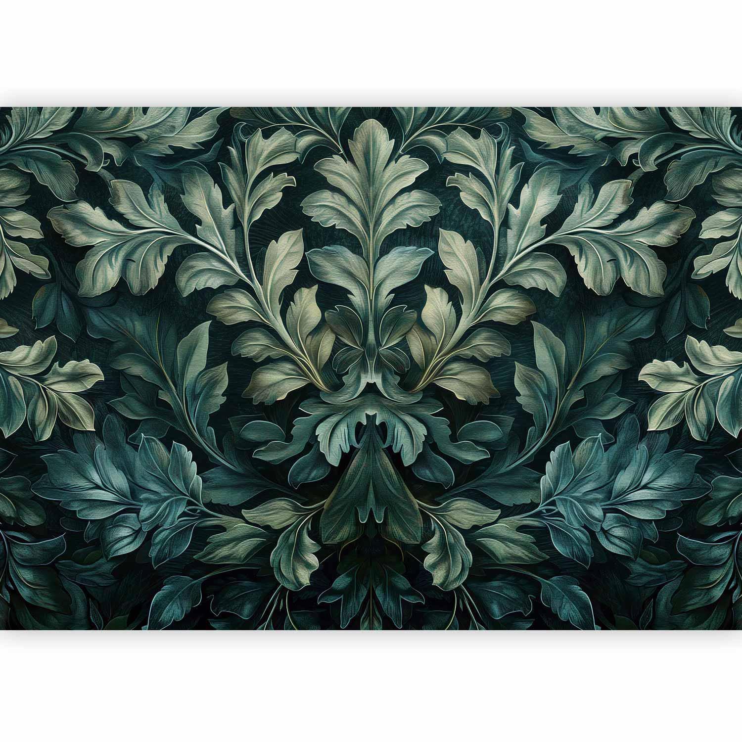Fototapete - Dark Green Victorian Leaves: Botanical Carved Composition Artgeist