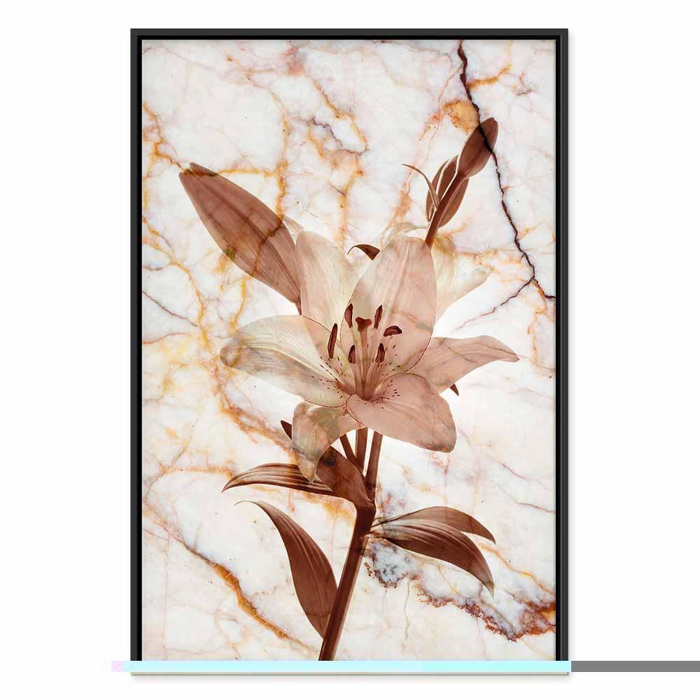 Leinwandbild - Elegance of a Flower (1-part) - Delicate Lily on Marble in Sepia