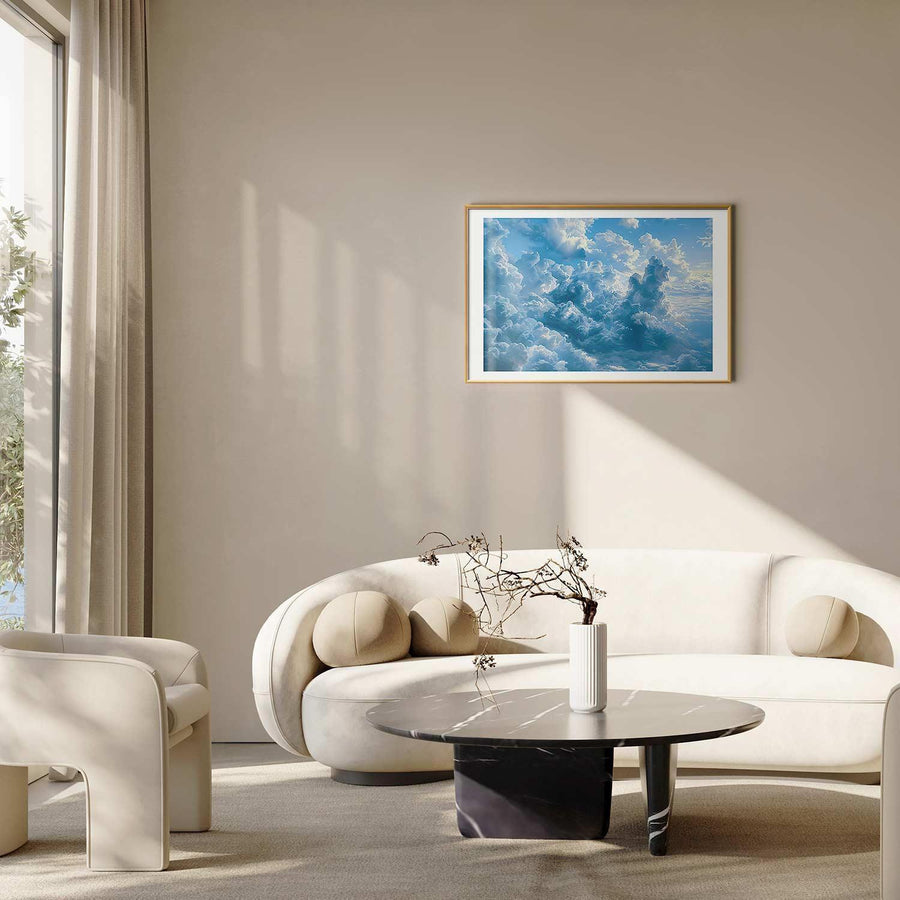 Poster - Ocean in the Air: Waving Clouds Reflecting Morning Light Artgeist