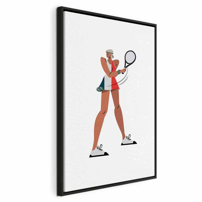 Leinwandbild - Tennis Player With a Racket on a Light Background - Illustration