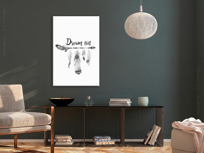 Leinwandbild - Boho Feathers (1-part) - English Text on White Background