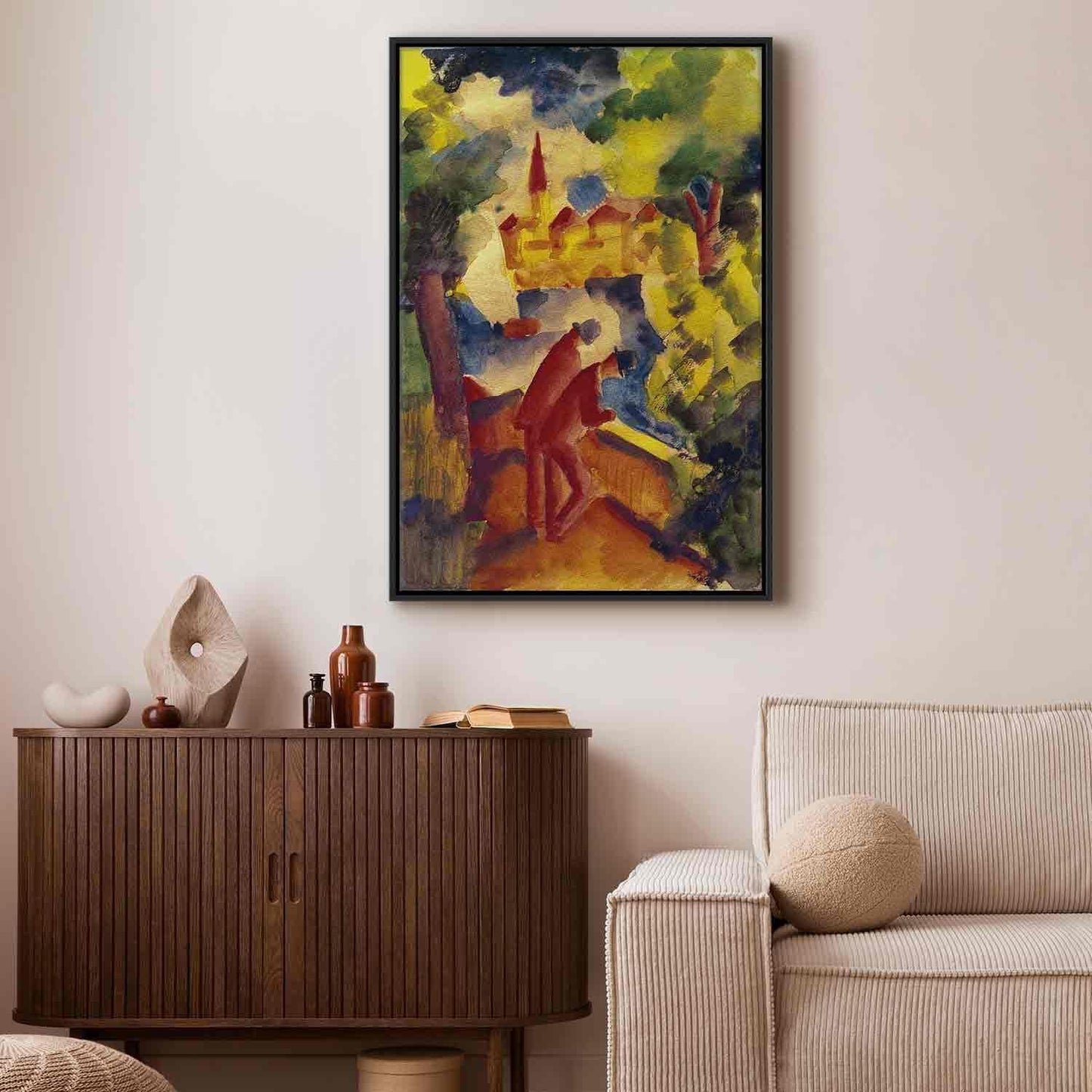 Leinwandbild - August Macke – Men on the Road by the Lake