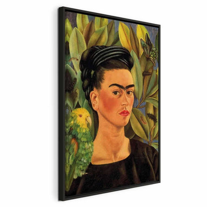 Leinwandbild - Frida Kahlo – Self-Portrait with Bonito