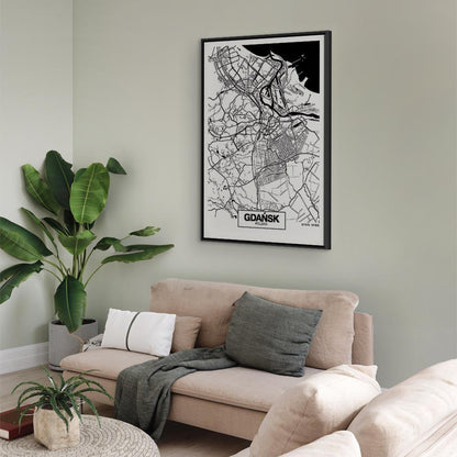 Leinwandbild - City Plan: Gdansk (1 Part) Vertical
