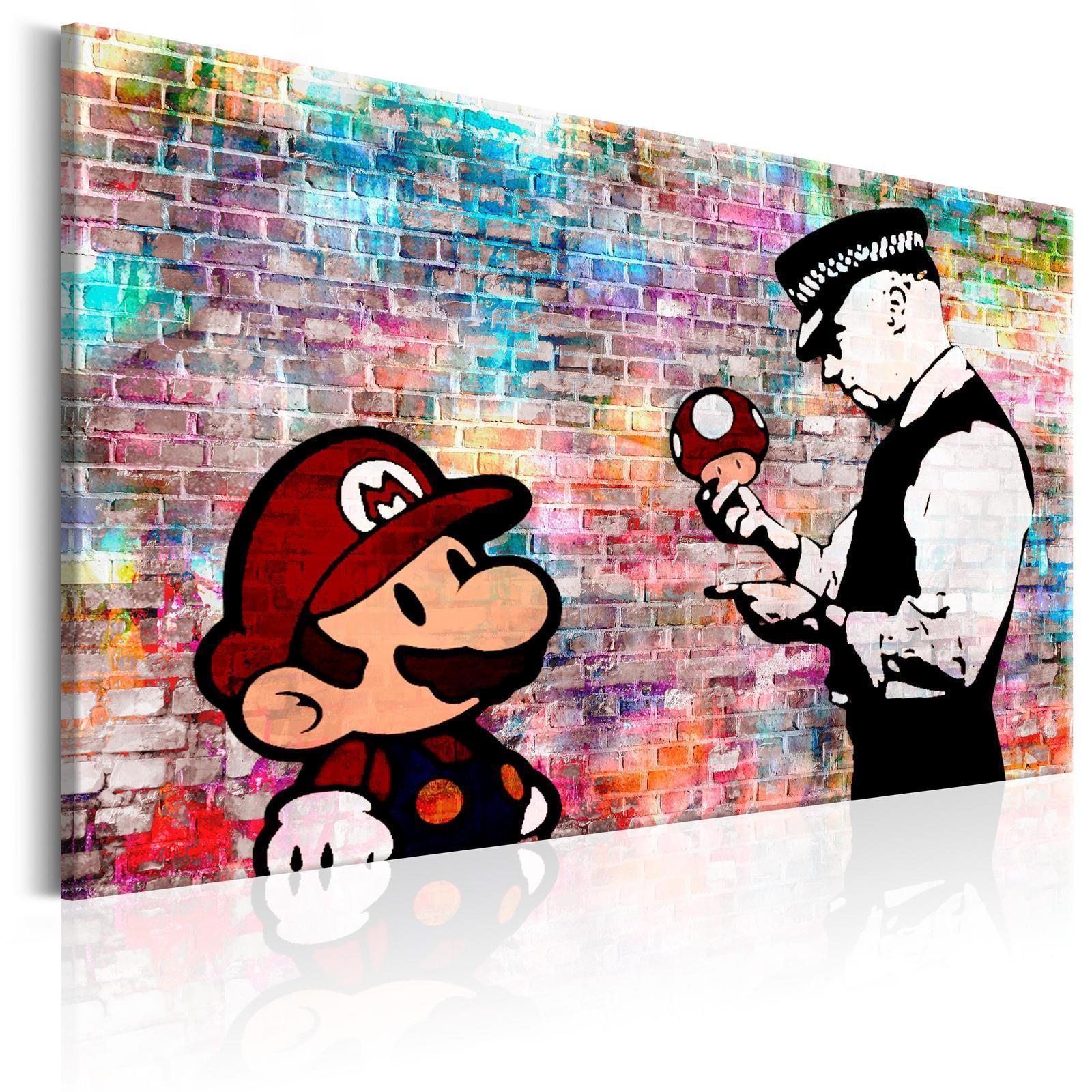 Leinwandbild - Banksy: Colourful Brick Artgeist