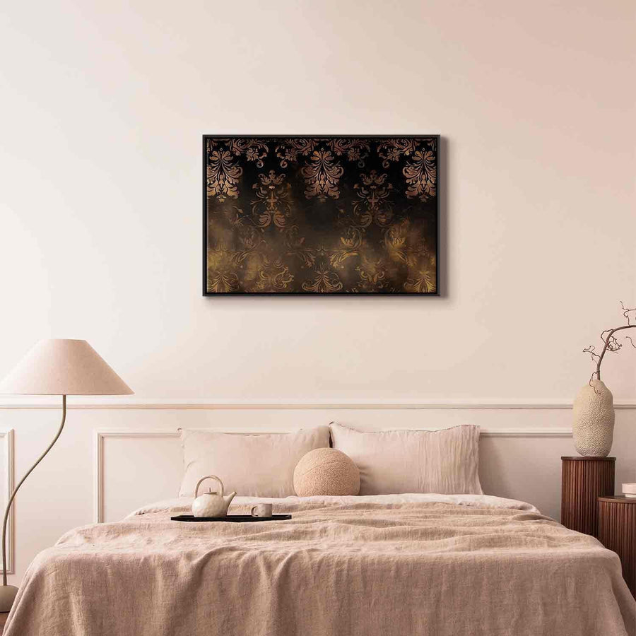Leinwandbild - Baroque Ornaments in Patinated Gold and Browns: Retro Motif Artgeist