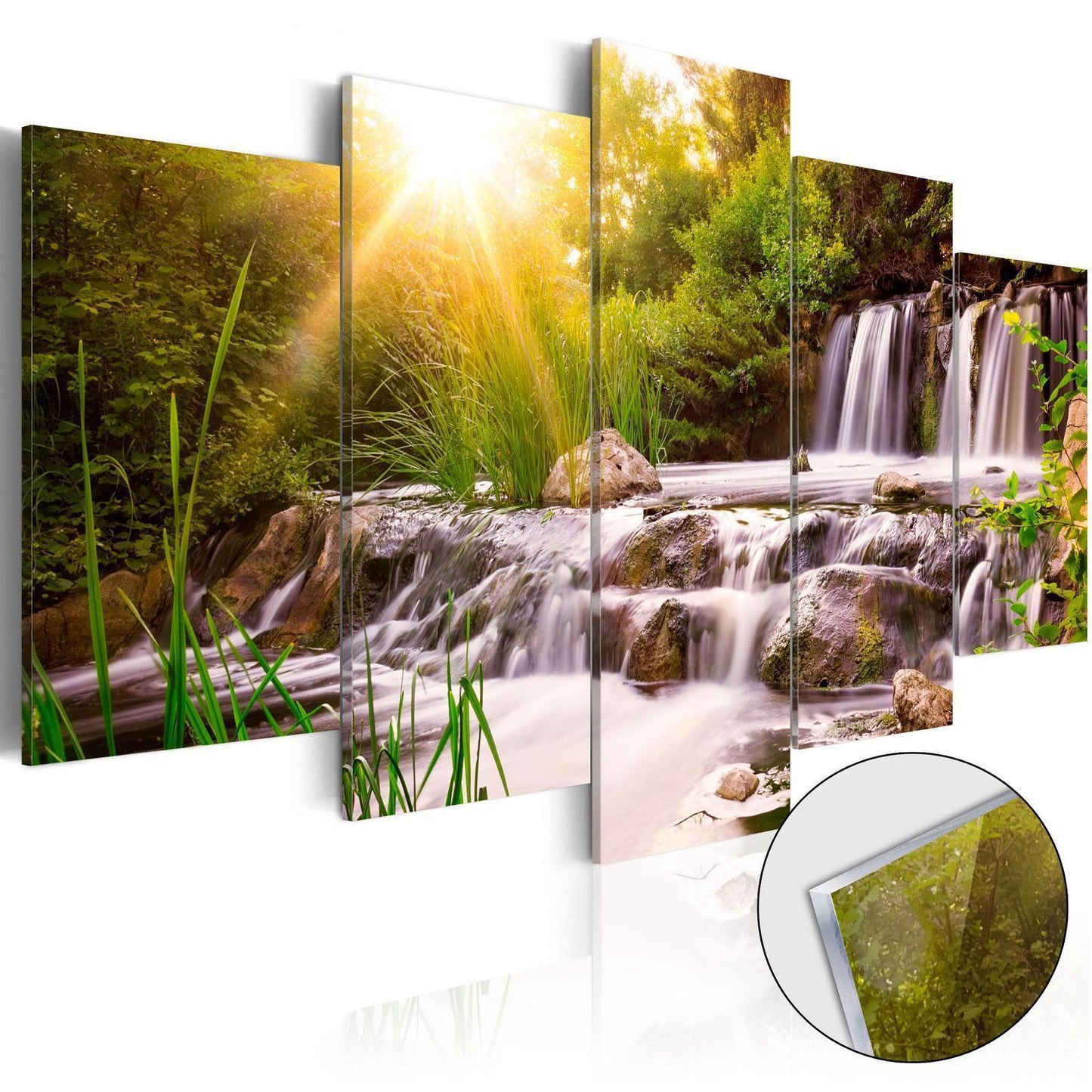Acrylglasbild - Forest Waterfall