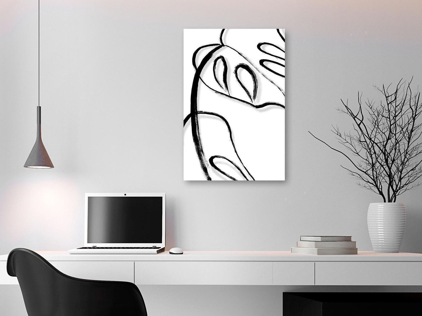 Leinwandbild - White Monstera (1 Part) Vertical Artgeist