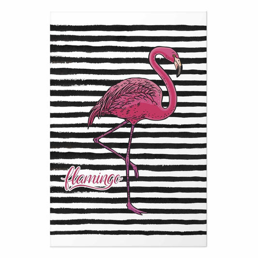 Poster - Black Stripes and Flamingo