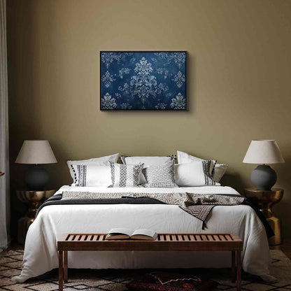 Leinwandbild - Retro Ornament Decorative Motif in Worn Blues Artgeist