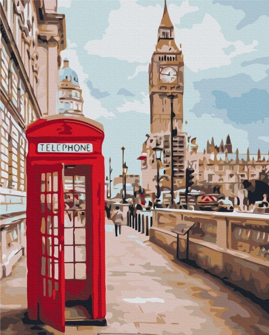Malen nach Zahlen - Telephone box against the backdrop of Big Ben
