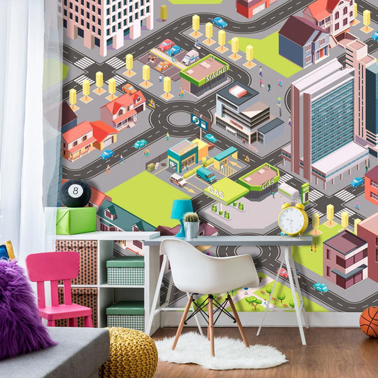 Fototapete – Bunte Stadtlandschaft für Kinderzimmer
